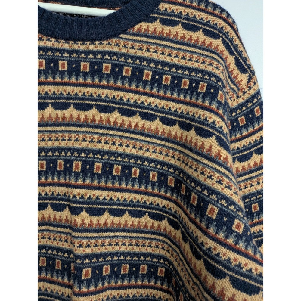 Patagonia Sweater Mens XXL Navy Blue Crewneck Fair Isle Recycled Wool Crewneck - Picture 3 of 6